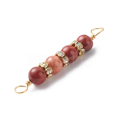 Natural Mixed Gemstone Connector Charms PALLOY-JF01891-1