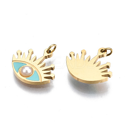 316 Surgical Stainless Steel Enamel Charms STAS-S116-382B-G-1