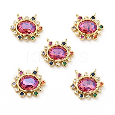 Brass Cubic Zirconia Pendants KK-G419-04G-03-1