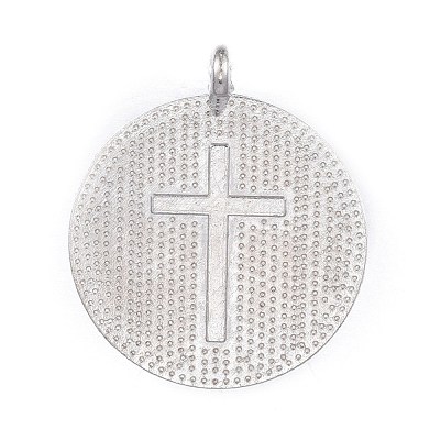 Jesus Pattern Flat Round Alloy Pendants PALLOY-F061-02P-1