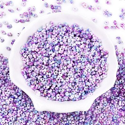 Two Tone Baking Paint Glass Seed Beads SEED-C003-01K-1