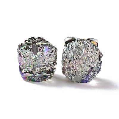 UV Plating Rainbow Iridescent Transparent Resin Beads RESI-P025-01-1