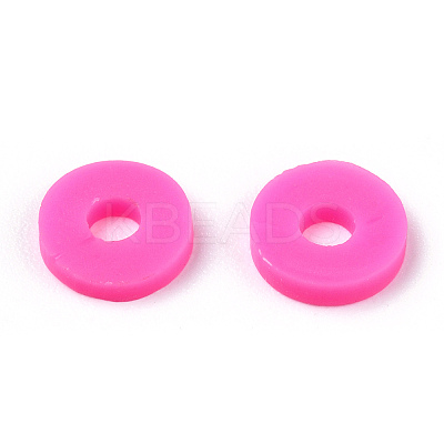 Flat Round Handmade Polymer Clay Beads CLAY-R067-6.0mm-31-1