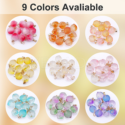 90Pcs 9 Colors Two Tone Spray Painted Glass Pendants GLAA-GA0001-26-1