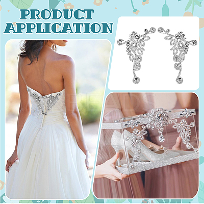 2Pcs 2 Styles Flower Alloy Rhinestone Ornament Accessories DIY-FG0008-05B-1