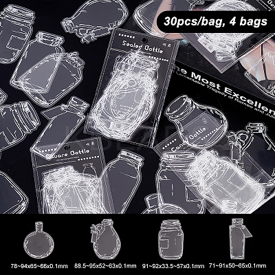 120Pcs 4 Styles PET Adhesive Waterproof Stickers Set STIC-GA0001-03-1