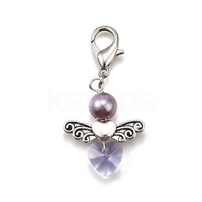 Angel Glass Pearl Round Bead Pendant Decorations HJEW-JM03073-1