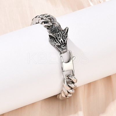 304 Stainless Steel Cuban Chain Bracelets for Men BJEW-I321-01ASP-1