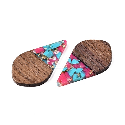 Transparent Resin and Walnut Wood Pendants RESI-T057-06K-1