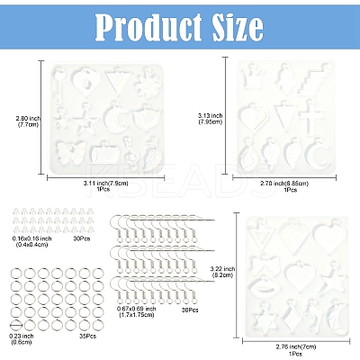 DIY Mixed Shapes Charm Pendant Silicone Molds for DIY Earring Making DIY-YW0009-42-1