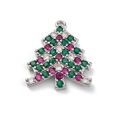 Christmas Series Brass Micro Pave Cubic Zirconia Pendants KK-Q010-01P-07-1