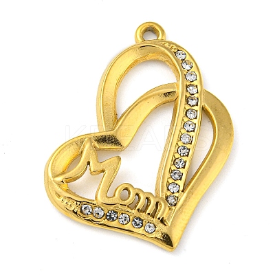 Ion Plating(IP) Real 18K Gold Plated 304 Stainless Steel Rhinestone Pendants STAS-P341-10G-01-1