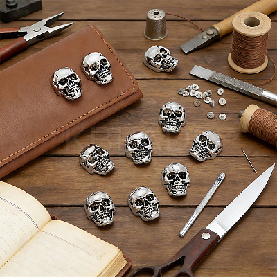 16 Bags Tibetan Style Skull Alloy Decorative Rivets DIY-DR0007-75AS-1