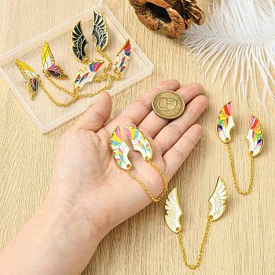 6Pcs 6 Styles Wings Enamel Pins JEWB-CJ0001-39-1