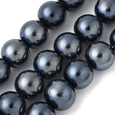 Electroplate Round Pearlized Glass Pearl Beads Strands X-EGLA-U002-01A-1
