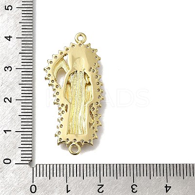 Brass Clear Cubic Zirconia Grim Reaper Connector Charms KK-C090-36G-02-1