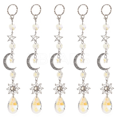 AB Color Teardrop Glass Suncatchers HJEW-JM00844-1