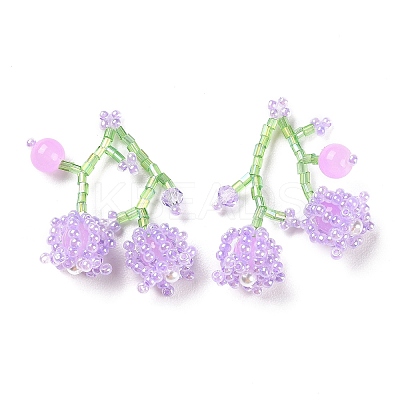 Seed & Acrylic & ABS Plastic Pearl Beaded Pendants GLAA-C028-03C-1