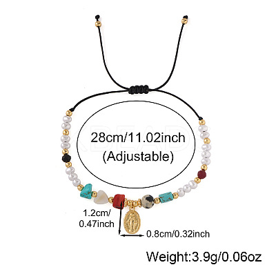 Adjustable Mixed Stone Black Cord Bracelets for Women RN6049-1