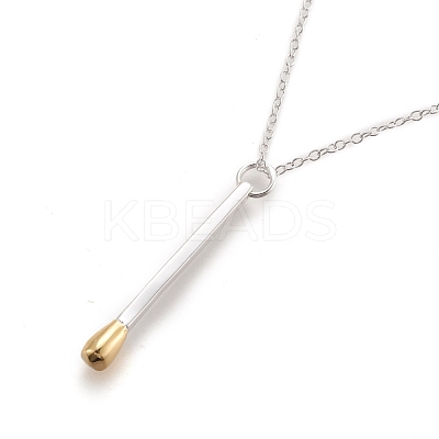 Brass Matchstick Pendant Necklaces NJEW-F279-01S-RS-1