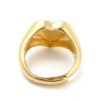 Rack Plating Brass Heart Singet Adjustable Ring for Women RJEW-E064-02G-1