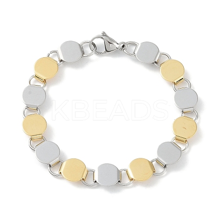 201 Stainless Steel Flat Round Link Chain Bracelets for Women Men BJEW-I316-07A-PG-1