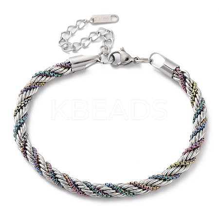 304 Stainless Steel Rope Chain Bracelets for Women BJEW-G712-14A-PRC-1
