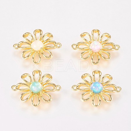 Brass Flower Links Connectors KK-K208-04-G-1