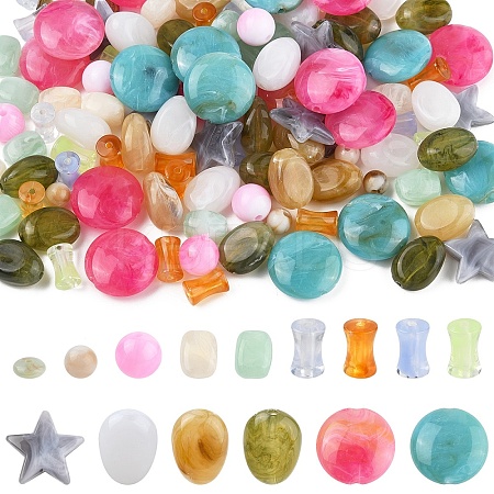 210Pcs 8 Styles Transparent Acrylic Beads OACR-YW0003-22-1
