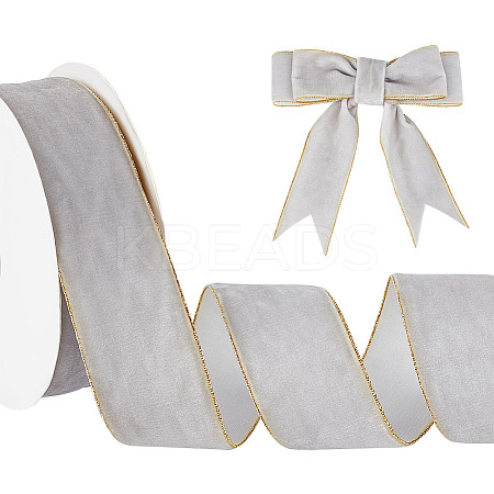 9M Single Face Velvet Ribbon with Gold Edge OCOR-WH0092-09A-1