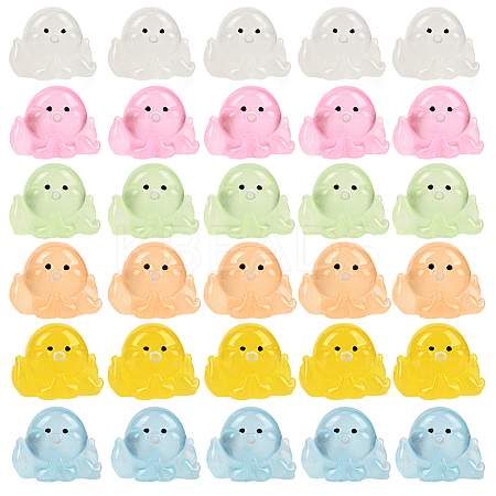 120Pcs 6 Colors Luminous Transparent Resin Octopus Display Decorations Glow in the Dark RESI-SP0001-46-1