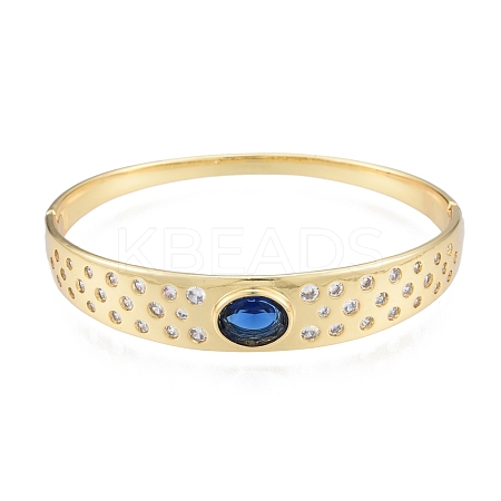 Cubic Zirconia Oval Hinged Bangle BJEW-G651-10G-02-1