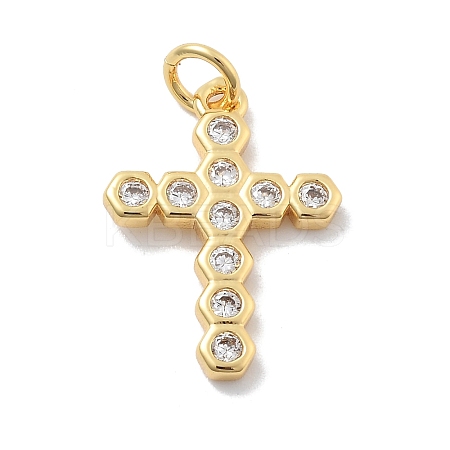 Brass Micro Pave Cubic Zirconia Pendants KK-M305-01G-01-1