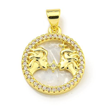 Brass Micro Pave Clear Cubic Zirconia Pendants KK-K354-04G-08-1