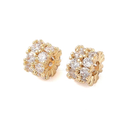 Brass Micro Pave Clear Cubic Zirconia Beads KK-B100-003G-1