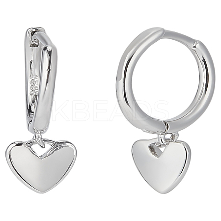 1Pair Sterling Silver Heart Hoop Earrings EJEW-LP0001-27-1
