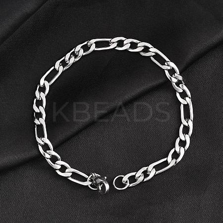 Tarnish Resistant Trendy Women's 304 Stainless Steel Figaro Chain Bracelets STAS-A028-B017P-1