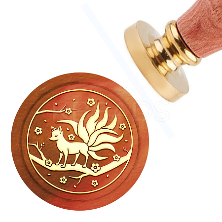 Brass Wax Seal Stamp with Handle AJEW-WH0184-0105-1