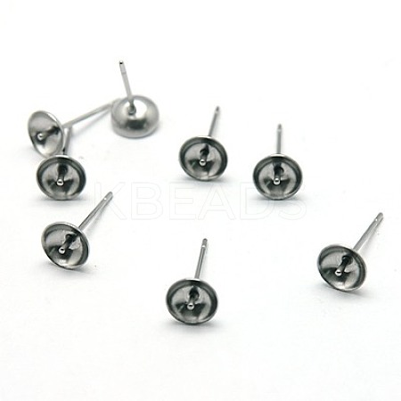 304 Stainless Steel Stud Earring Findings STAS-E024-4-1