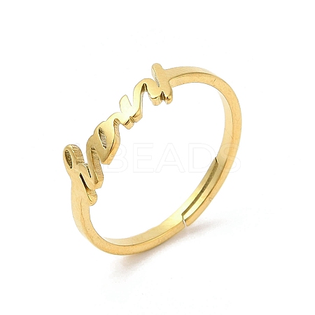 Ion Plating(IP) 304 Stainless Steel Word Adjustable Ring RJEW-L107-030G-1