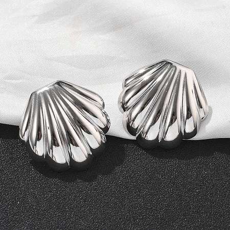 304 Stainless Steel Shell Shaped Studs Earrings for Women EJEW-K306-23P-1