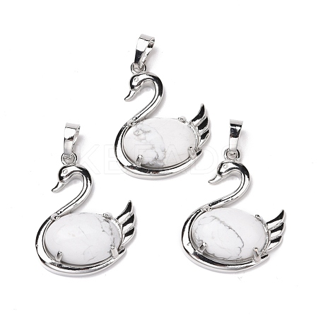 Natural Howlite Pendants G-M385-04P-H-1