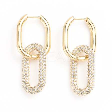 Brass Micro Pave Cubic Zirconia Huggie Hoop Earrings EJEW-G274-09G-02-1