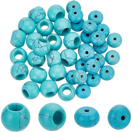 40Pcs 2 Styles Synthetic Turquoise European Beads G-PH0002-56-1