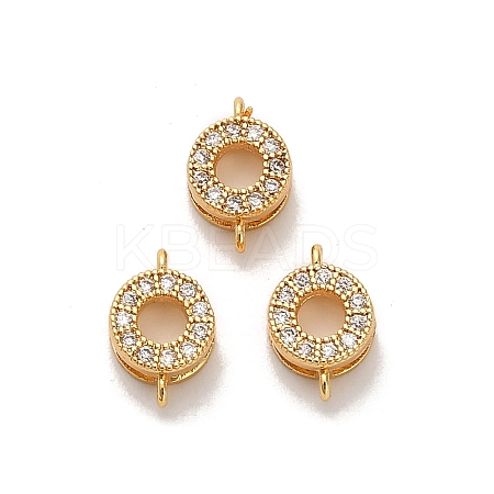 Brass Micro Pave Clear Cubic Zirconia Donut Connector Charms KK-H515-13G-1