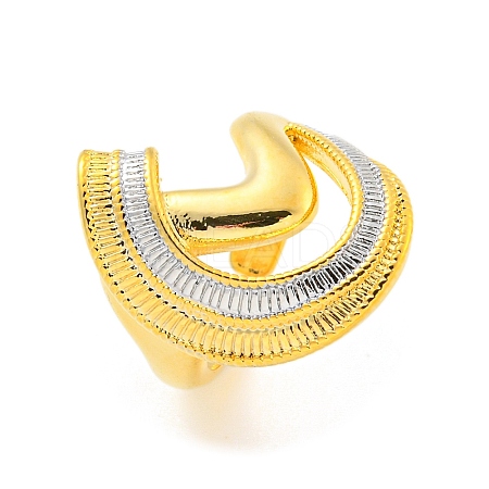 Brass C-shaped Open Cuff Ring for Women LS-AJEW-U003-08G-1