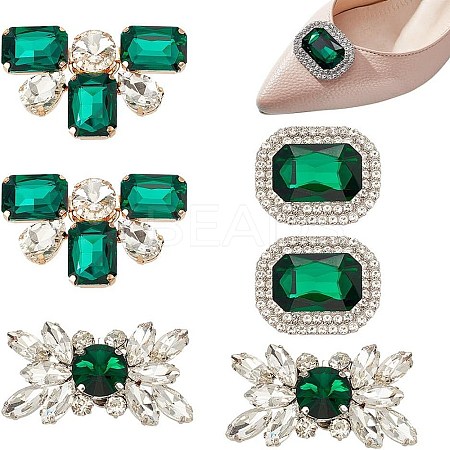 6Pcs 3 Styles Alloy Glass Rhinestone Shoe Decoration FIND-AR0005-06-1