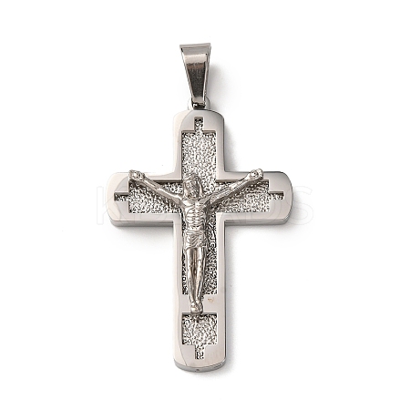 304 Stainless Steel Religion Jesus Cross Pendants STAS-F323-08P-1