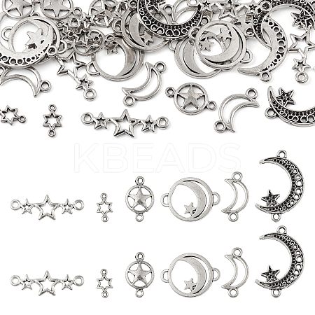 36Pcs 6 Styles Tibetan Style Zinc Alloy Connector Charms FIND-TA0002-96-1