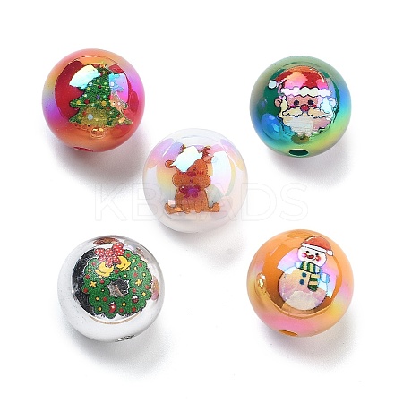 Christmas Theme UV Plating Acrylic Beads OACR-M022-02-1